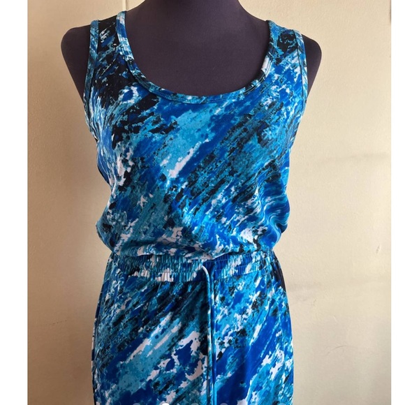 $199 Calvin Klein Women's Blue Surf Spray Sleeveless Jumpsuit Romper Size 2 - Picture 2 of 4